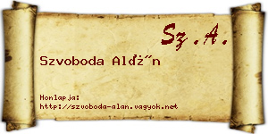 Szvoboda Alán névjegykártya